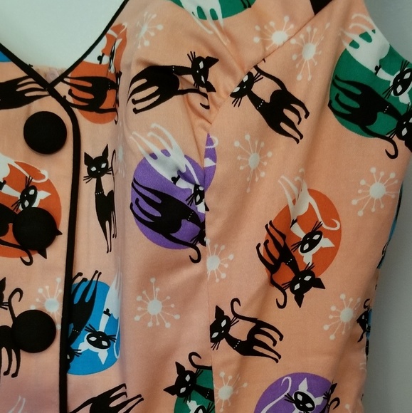 Voodoo Vixen Retro Kitty 50s Flared Dress NWT - Picture 6 of 9